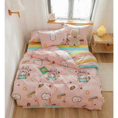 Kawaii Strawberry Dreams Duvet Cover Set - Adorable 3-Piece Cotton Bedding for Cozy Comfort 🍓✨