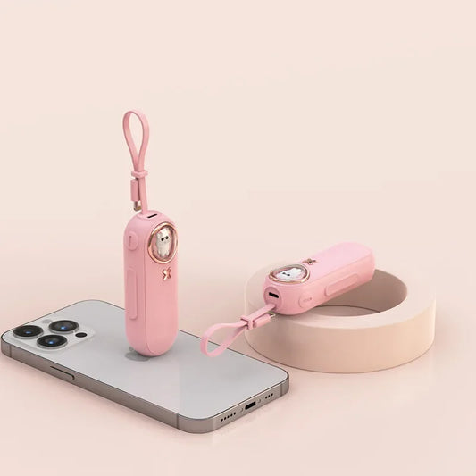 Kawaii 5000mAh Mini Power Bank 🌈 Cute Cartoon Design with Built-in Cable for Universal Phones 📱✨