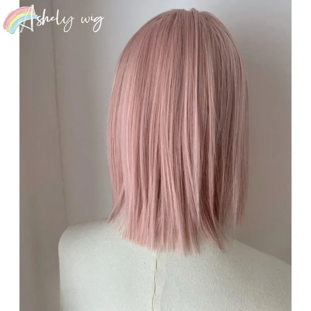 Kawaii Pink Blonde Bob Wig 🌸✨ | Lace Front Headband Wig for Cosplay & Daily Style 🎀💖