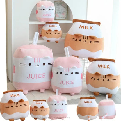 Cartoon Cat Milk Bottle Plushie 🐱💖 - Adorable Kitten Tail Cushion for Cozy Sofa Vibes! 🥛✨ - Pixie Quill