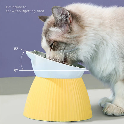 Kawaii Cat Bowl Set 🐾✨ | 15° Tilted Elevated Feeder Stand for Comfy Dining 🐱💖