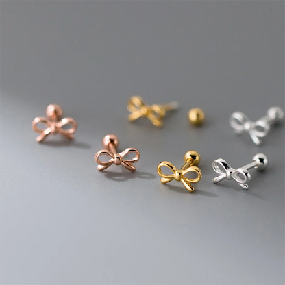 Kawaii Sweet Bow 925 Sterling Silver Stud Earrings 🎀✨ | Adorable Jewelry Gift for Girls & Women 💖