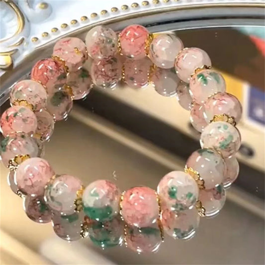 🌸 Kawaii Cherry Blossom Crystal Bracelet 🌸 | Elegant Beaded Charm Jewelry for Girls 💖✨