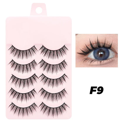 Pastel Little Devil Anime Lashes 5 Pairs Clear Band Full Strip For Natural Daily Manga Style Eyelashes 😈👁️✨