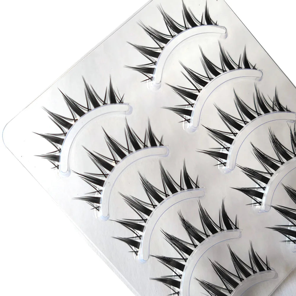 Whimsical Cat Eye False Eyelashes 5 Pairs Natural Long Cross Strip Lashes For Cosplay Manga Look Handmade 💖✨