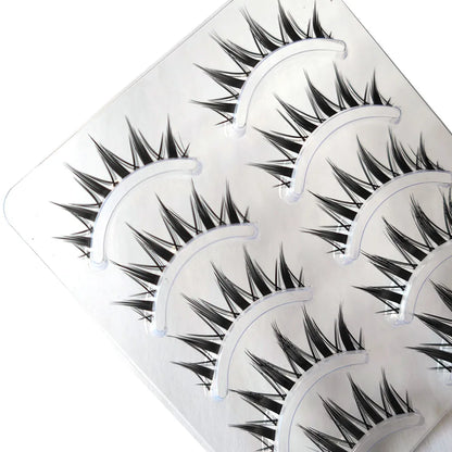 Whimsical Cat Eye False Eyelashes 5 Pairs Natural Long Cross Strip Lashes For Cosplay Manga Look Handmade 💖✨