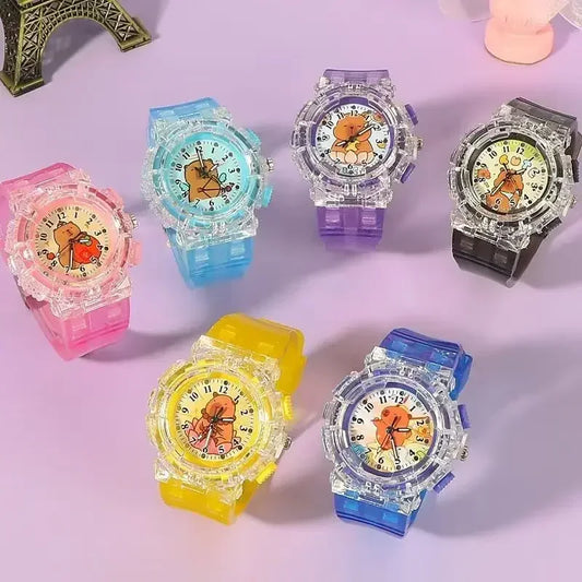 Kawaii Capybara LED Quartz Watch 🐾✨ - Adorable Cartoon Timepiece for Kids 🎉 - Perfect Birthday Gift! 🎁