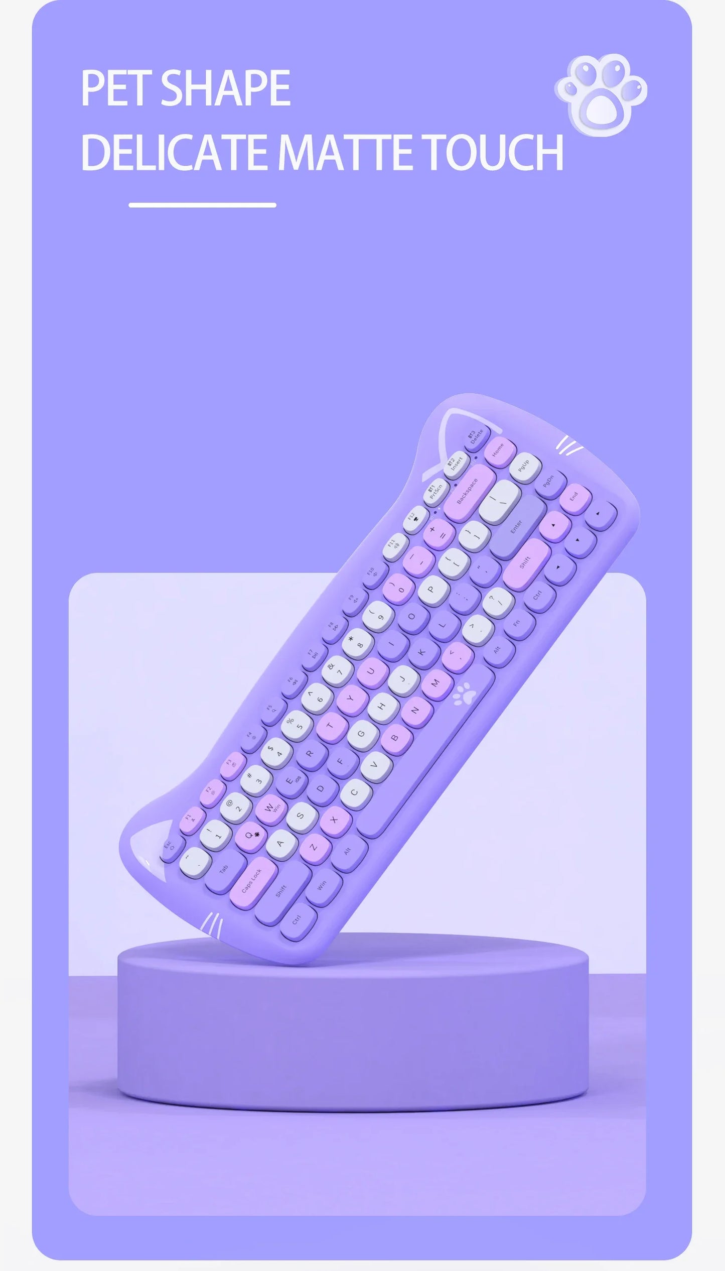 Kawaii AJAZZ 3060i Bluetooth Keyboard 🌸 84-Key Cute & Portable Wireless Design for PC 💕 Perfect Gift for Girls!