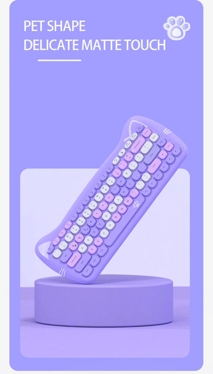 Kawaii AJAZZ 3060i Bluetooth Keyboard 🌸 84-Key Cute & Portable Wireless Design for PC 💕 Perfect Gift for Girls!