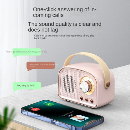 ✨ Kawaii Retro Mini Bluetooth Speaker 🎶 Cute Portable Music Player with Subwoofer & FM Radio 🌈 Perfect Home Decor & Gift Idea!