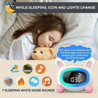 Kawaii Kids Sleep Trainer Alarm Clock 🌙💚 - Wake-Up Light & Sound Machine 🎉 Perfect Birthday Gift for Boys & Girls!