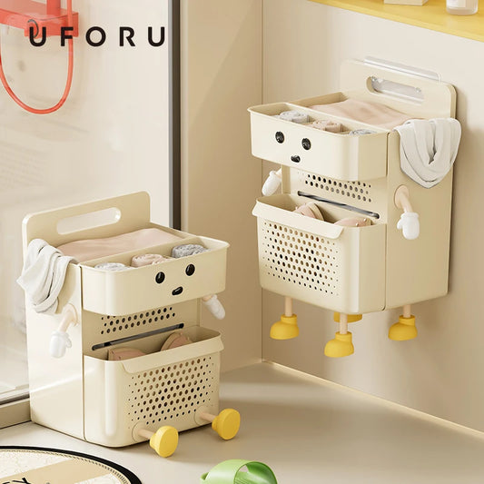 Kawaii Wall Hanging Laundry Basket 🧺✨ - Adorable Storage Solution for Your Bathroom!