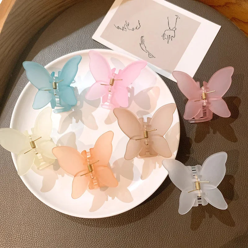 Kawaii Butterfly Hair Clips 🦋✨ | Cute Matte Clear Hair Claws for Women & Girls | Adorable Korean Hair Accessories 🌸💖
