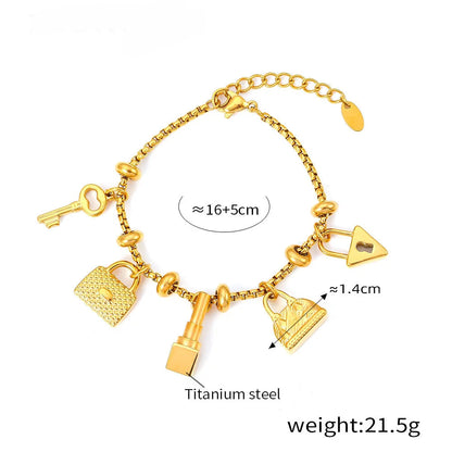 Kawaii 316L Stainless Steel Heart Charm Bracelet 💖✨ - 18k Gold-Plated with Sparkling Zircon Pendants! 🌟💕