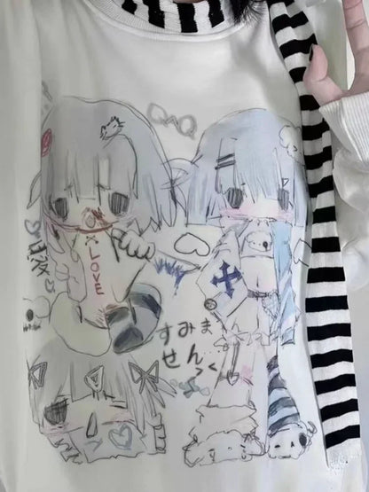 Kawaii Y2K Harajuku Anime Hoodie 🌟 | Cute Cartoon Sweatshirt for Trendy Students 🎀 | Cozy Long Sleeve Top 2023