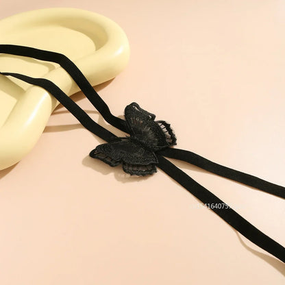Kawaii Gothic Multi-Layer Black Thigh Chain with Rose & Butterfly 🌹🦋 | Trendy Body Jewelry for Cosplay & Harajuku Style!