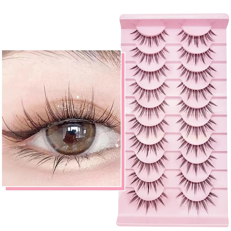 Adorable Manga Style False Eyelashes 10 Pairs Natural Full Strip Lashes For Anime Look Makeup ✨🐰🎀🌸