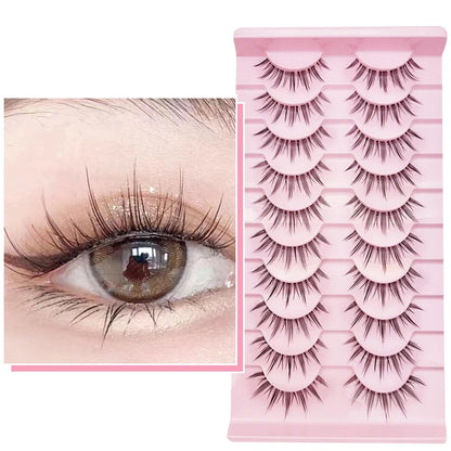 Adorable Manga Style False Eyelashes 10 Pairs Natural Full Strip Lashes For Anime Look Makeup ✨🐰🎀🌸