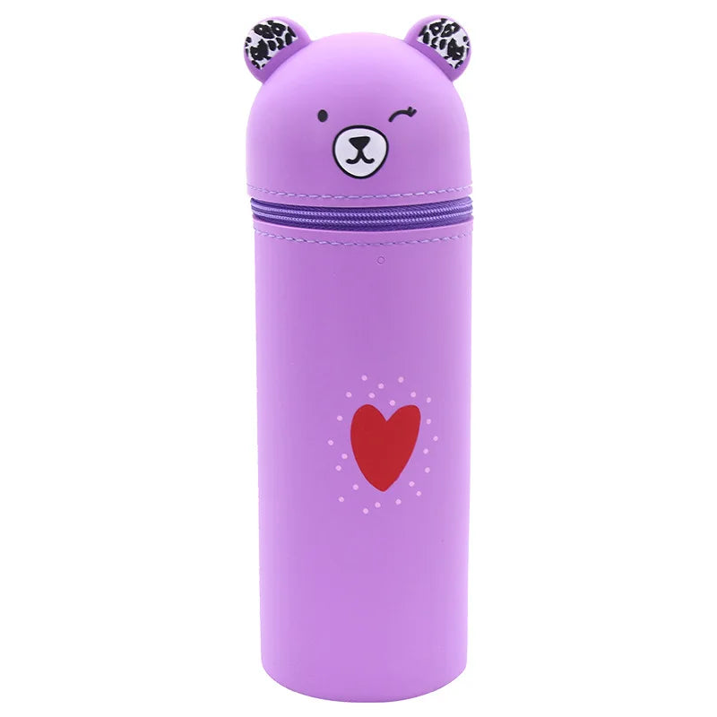 Kawaii Bear Silicone Pencil Case 🐻✨ | Cute & Portable Stationery Organizer with Large Capacity! 🎨✏️