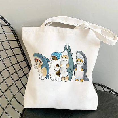 ✨ Cute Cat Manga Tote Bag 🐾 Fun Canvas Shopper for All Your Adventures! 👜 - Pixie Quill