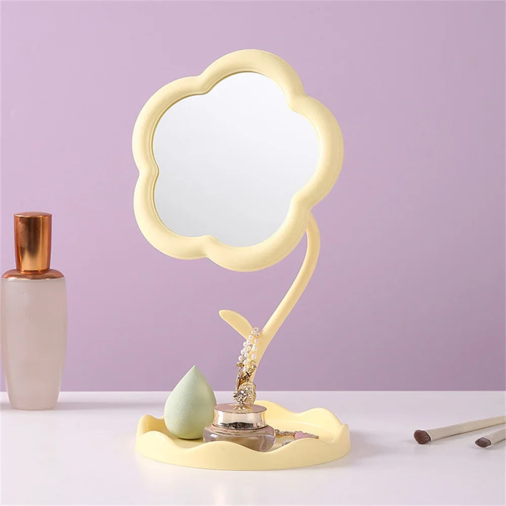 🌻 Kawaii Sunflower Makeup Mirror - Adorable Desktop Beauty & Jewelry Holder for Girls 🌸