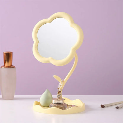 🌻 Kawaii Sunflower Makeup Mirror - Adorable Desktop Beauty & Jewelry Holder for Girls 🌸