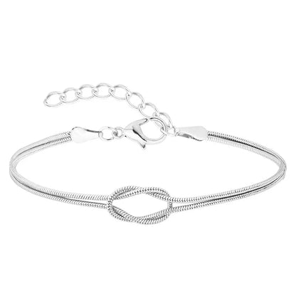 Adorable A-Z Love Knot Bracelets for Couples 💕✨ | Gold Dainty Snake Chain Charm 💖 Stainless Steel Jewelry Gift