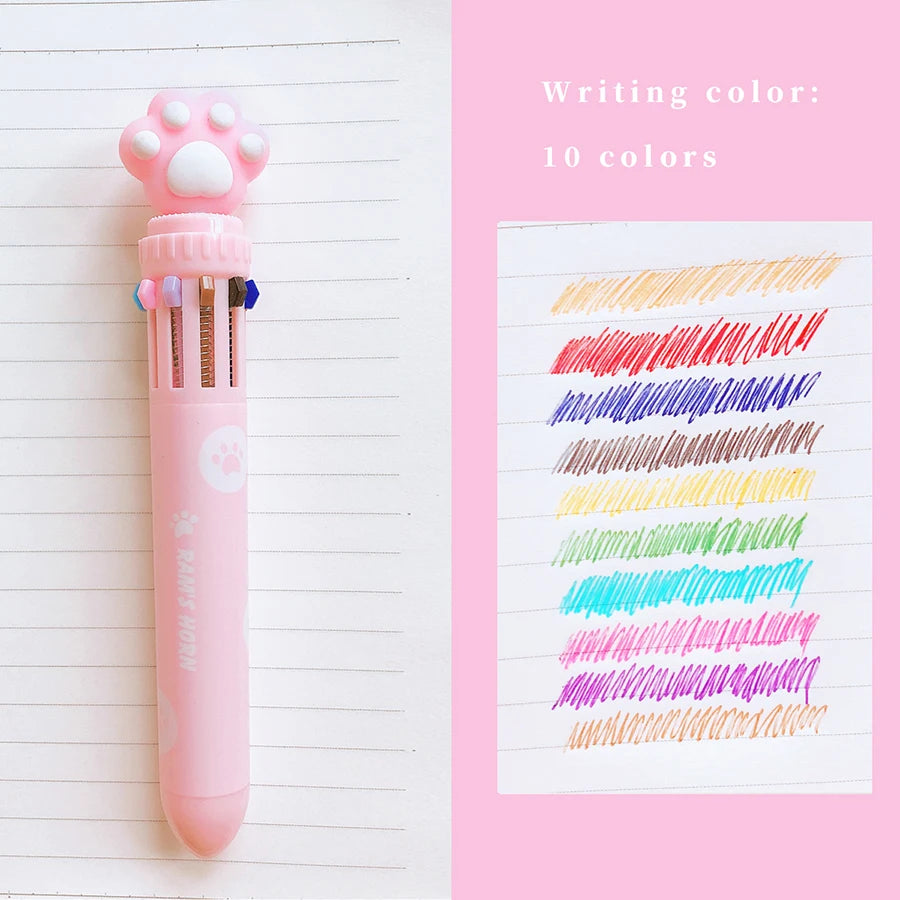 Kawaii Cat Paw Silicone Ballpoint Pen 🎀 | 10 Colorful Chunky Writing Tools for School & Office 🐾✨
