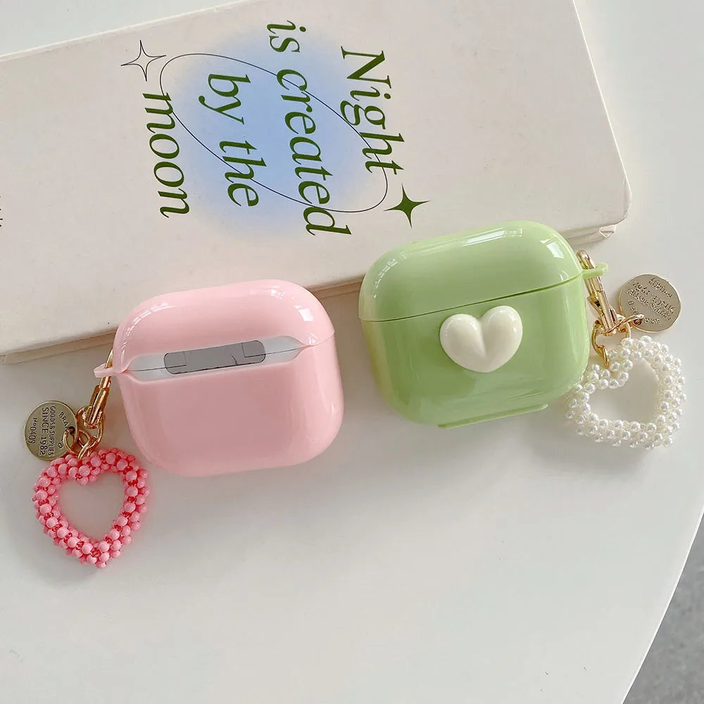 💕 Adorable 3D Heart Earbud Case for AirPods 🎧✨ - Cute Peach Love Design with Keyring! 🍑❤️ - Pixie Quill