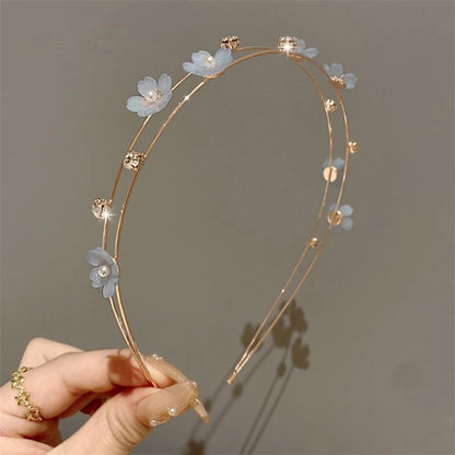 Kawaii Double Layer Floral Pearl Headband 🌸✨ - Shiny Rhinestone Hairband for Trendy Women! 🎀👑