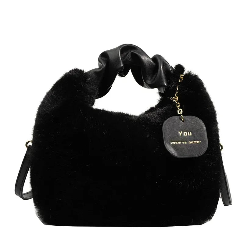Kawaii Fluffy Dumpling Bag 👜✨ | Soft Plush Underarm Purse for Stylish Women 🌸🍂 | Perfect for Autumn & Winter Shopping!
