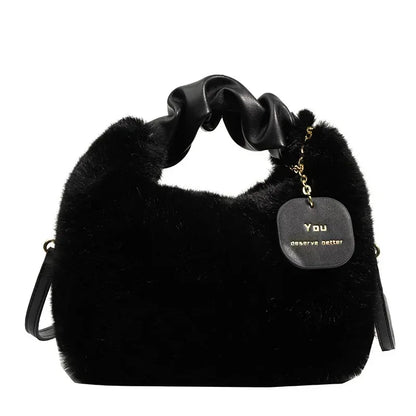 Kawaii Fluffy Dumpling Bag 👜✨ | Soft Plush Underarm Purse for Stylish Women 🌸🍂 | Perfect for Autumn & Winter Shopping!