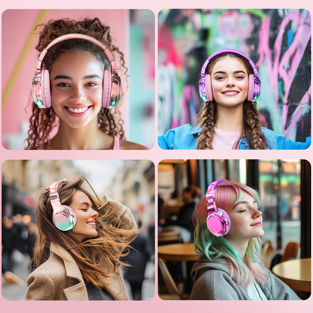 Kawaii Pink Dream 🎀 Wireless Bluetooth 5.3 Headphones 🎧 | Over-Ear Cutie with Mic 💖 Perfect Gift for Girls! 🎁