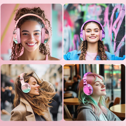Kawaii Pink Dream 🎀 Wireless Bluetooth 5.3 Headphones 🎧 | Over-Ear Cutie with Mic 💖 Perfect Gift for Girls! 🎁