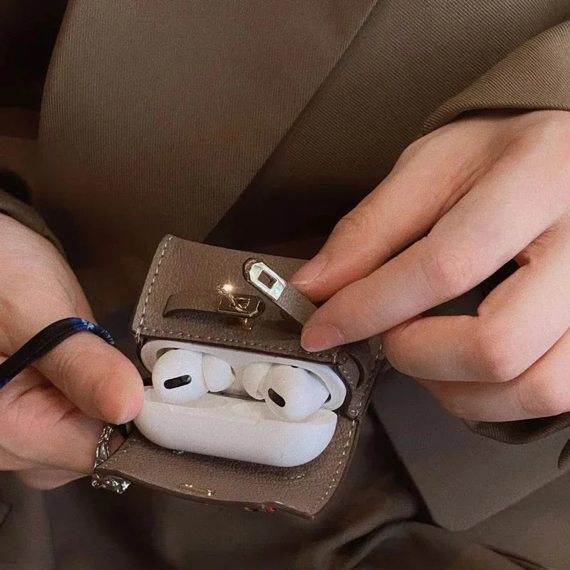 Kawaii Mini Leather Bag for AirPods & Galaxy Buds 🎧✨ - Adorable Charm Case!