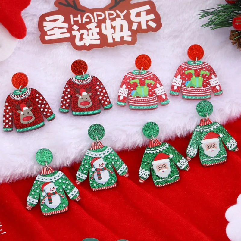 Cute Christmas Drop Earrings For Women With Glitter Acrylic Dangles 🎄✨ Gift
