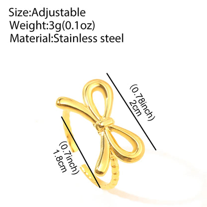 Kawaii Stainless Steel Bow Tie Ring 🌟✨ Adjustable & Chic Jewelry for Women 💖 Perfect Gift for Special Occasions! 🎁