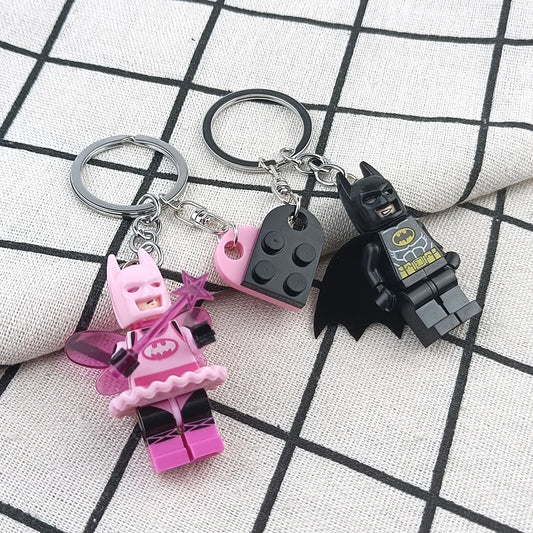 Cute 3D Fairy Star Bat Keychain Set Pink Black Heart Backpack Charm 🗝️