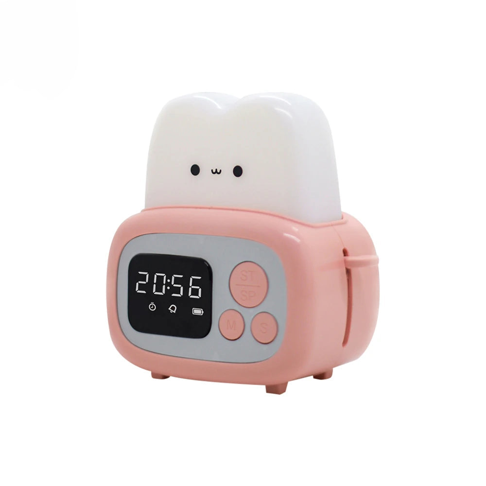 Kawaii Toaster Alarm Clock 🌟 Cute LED Night Light & Timer 🎉 USB Rechargeable Bedside Buddy 🎈 Perfect Gift for Kids & Adults! 🥰