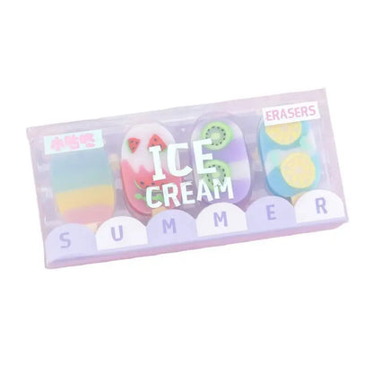 Kawaii Ice Cream Mini Eraser Set 🍦✨ - Fun Rubber Stationery for Kids!