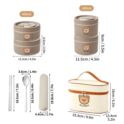 Kawaii Thermal Bento Box 🍱✨ - Adorable Leak-proof Stainless Steel Lunch Container for Kids 🥢💖