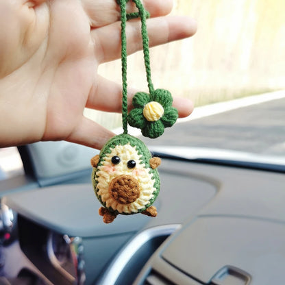 Kawaii Avocado Flower Car Charm 🎀 | Cute Hanging Decor for Teens 🚗✨ | Adorable Rear View Mirror Accessory 🌸🍏