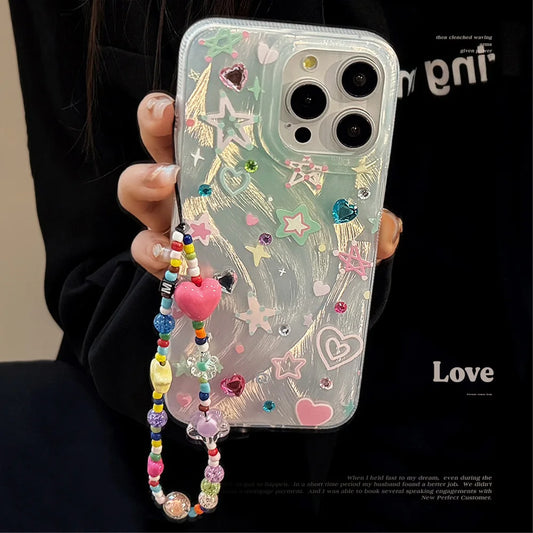 ⭐✨ Sparkling Starry Shockproof Phone Case for iPhone - Cute Cartoon Bling Cover! 🌈📱 - Pixie Quill