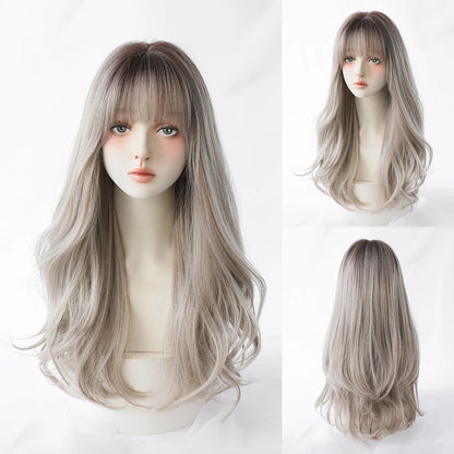 Kawaii Blonde Cosplay Wig 🎀✨ | Wavy Synthetic Hair with Bangs for Daily & Party Looks 💖