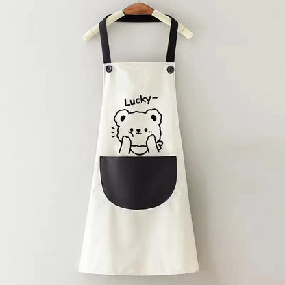 Cute Cartoon Apron for Couples Household Kitchen Catering Waterproof Sleeveless Home Cook Apron Cook Wear Smock - Pixie Quill