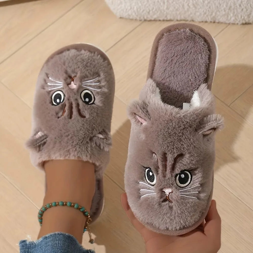 Cozy Plush Cat Slippers For Women Warm Indoor Shoes With Non Slip EVA 🐾🐱