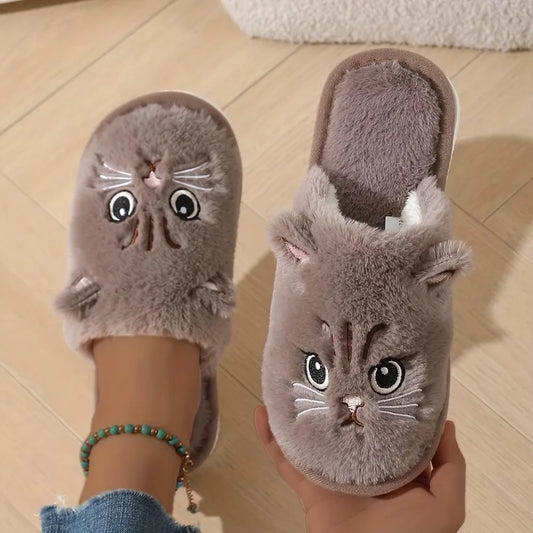 Cozy Plush Cat Slippers For Women Warm Indoor Shoes With Non Slip EVA 🐾🐱