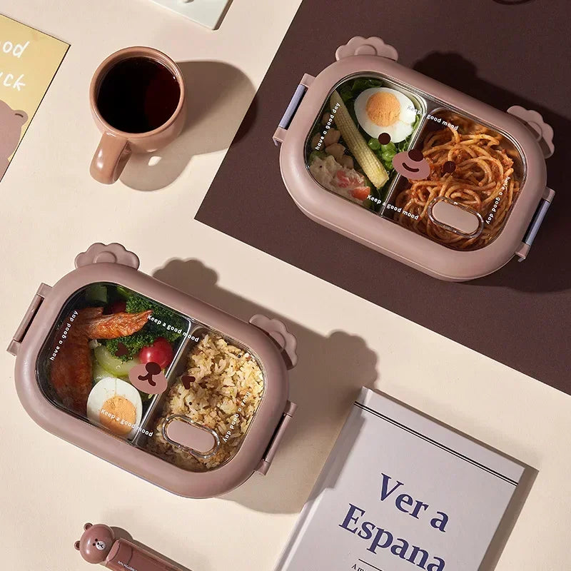 Kawaii Stainless Steel Bento Box 🥪✨ | Adorable Portable Lunch Container for Kids 🍱💖 | Sealed, Heatable & Eco-Friendly! 🌈
