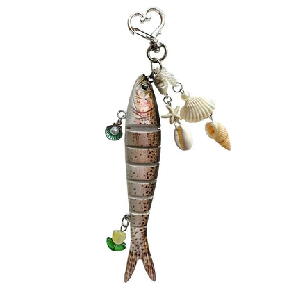 Playful Plastic Fish Keychain 🐟 Multi Jointed Backpack Charm Gift