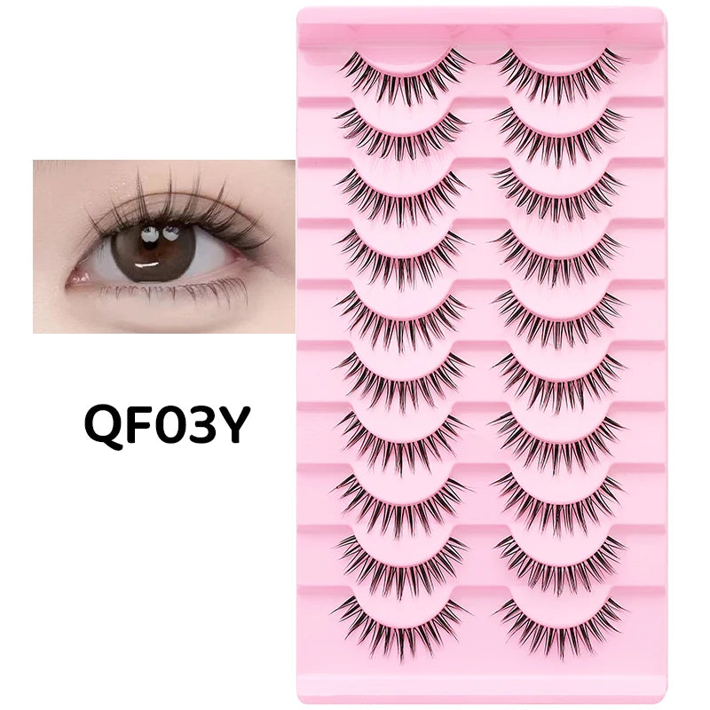 Adorable Manga Style False Eyelashes 10 Pairs Natural Full Strip Lashes For Anime Look Makeup ✨🐰🎀🌸
